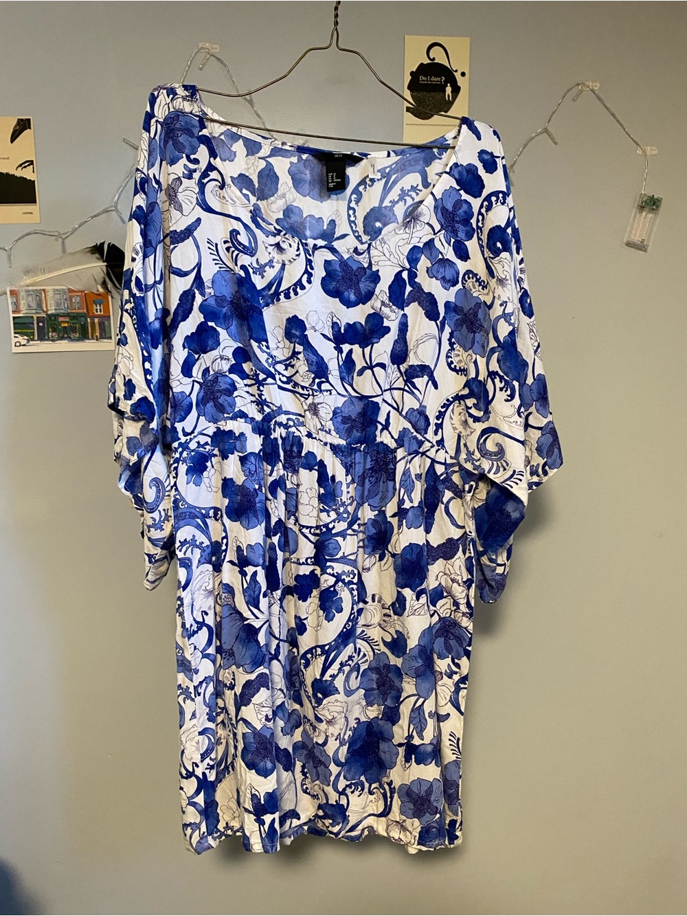 H&M Blue and White Floral Dress